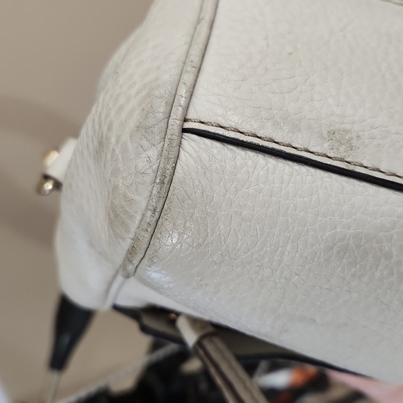 Kate Spade Lt. Gray/Gold leather medium xbody satchel. Preloved item sold as is - Picture 11 of 12